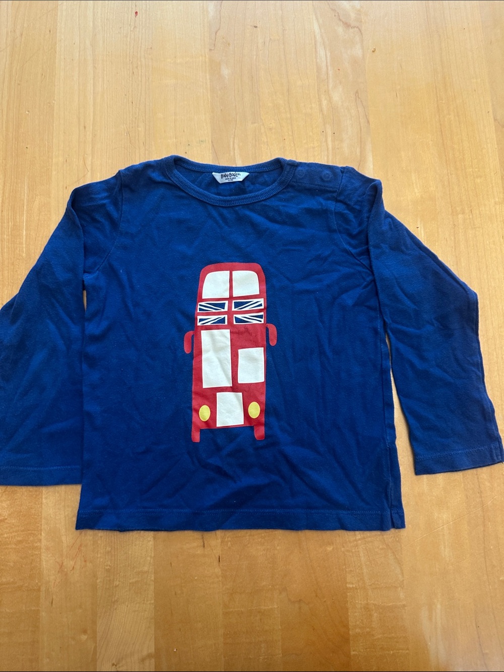 Baby Boden - Long-Sleeve Navy Kids' Top with Red Bus Graphic